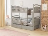 Grey wooden bunk bed for the children's room with integrated storage.
