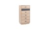 Tall chest of drawers in oak look with five drawers and anthracite-coloured accents.