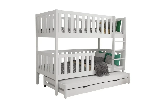 Etagenbett für 3 Kinder LUKAS 90x200 Weiß