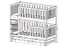 Detailed dimensions and height specifications of the bunk bed with pull-out function.