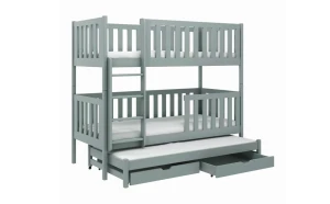 LUKAS 90x200 Aschgrau Etagenbett Ausziehbett für 3 Kinder mit Schubladen Deine Möbel