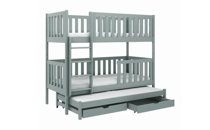 Etagenbett für 3 Kinder LUKAS 90x200 Aschgrau