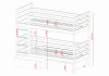 Maßzeichnung für Etagenbett aus Holz mit zwei Schubladen und Leiter - Detailansicht der Abmessungen.