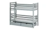 Modern grijs stapelbed van massief hout inclusief ladder en opberglades.