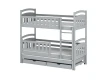 Grijs houten stapelbed met logeerbed-functie en laden voor de kinderkamer.