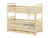 Natural pine bunk bed with a third trundle bed and practical storage space.