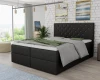 Black double boxspring bed with glittering crystal details and grey cover