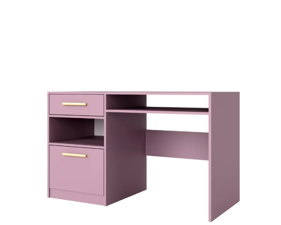 Elegant purple desk with gold accents for the children's or teenager's room.
