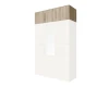 White wardrobe with Sonoma oak top, 3-door with mirror.