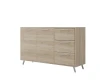 Sideboard in heller Eiche-Nachbildung mit Türen, Schubladen und Metallfüßen