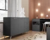 Modernes anthrazitfarbenes Sideboard in einem stilvoll eingerichteten Raum.