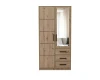 Two-door wardrobe in oak look with mirror and three drawers