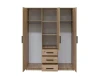 Open wardrobe in oak look with clothes rails, shelves and three drawers for plenty of storage space.