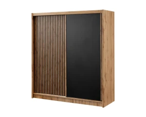 NEW YORK Schiebetürenschrank Schwebetürenschrank Kleiderschrank Lamellen 2-türig 3-türig 200 / 250 cm Schubladen Spiegel