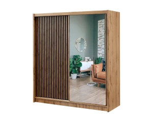 NEW YORK Schiebetürenschrank Schwebetürenschrank Kleiderschrank Lamellen 2-türig 3-türig 200 / 250 cm Schubladen Spiegel