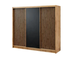 NEW YORK Schiebetürenschrank Schwebetürenschrank Kleiderschrank Lamellen 2-türig 3-türig 200 / 250 cm Schubladen Spiegel