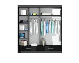 MONTANA II Schiebetürenschrank Schwebetürenschrank Kleiderschrank 2-türig 3-türig 200 / 250 cm hochglanz Schubladen Spiegel