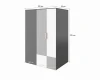 Eckkleiderschrank in Grau und Weiß mit Maßen: 130x93x193 cm für Jugendzimmer.