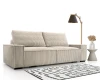 Beiges Cord-Sofa im Skandi-Stil, helles 3-Sitzer Sofa aus Breitcord mit passender Deko.