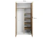 Innenansicht Kleiderschrank mit Maßen: Kleiderstange und Regalfächer für optimale Organisation.