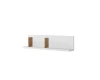 Modern wall shelf in white with two vertical accents made of oak wood.