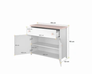 L-LU05 Kommode mit Schubladen 110 cm Weiß Deine Möbel