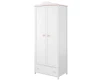 Zweitüriger Kinder-Kleiderschrank in Weiß mit rosa Akzenten.