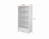 Weißes Bücherregal mit rosa Details und Schublade für Kinderzimmer, Maße 85x171x42 cm.