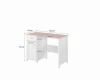 Weißer Kinderschreibtisch mit rosa Platte, Schublade und Schrank, Maße 110x76x52 cm.