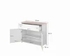 Weiße Kommode für Kinder mit rosa Platte, Maßen und viel Stauraum.