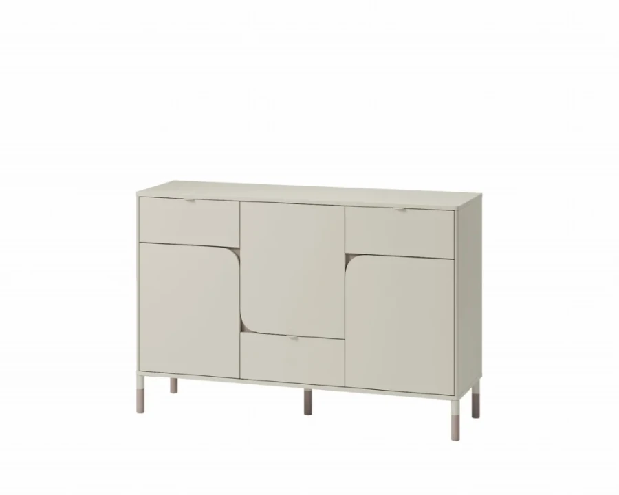Modernes beiges Sideboard mit Türen und Schubladen für das Kinderzimmer.