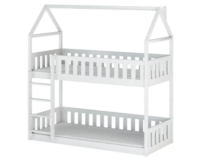 Freestanding white house bed bunk bed made of solid wood for the children's room