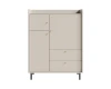 Modernes GEORGIA Highboard in Beige mit goldenen Griffen und schwarzen Füßen.