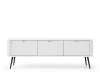 Frontalansicht eines weißen Sideboards mit schwarzen Beinen und dekorativer Riffel-Optik.