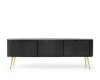 Schwarzes Design-Sideboard mit strukturierter Front und edlen goldenen Beinen.