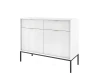 Elegantes weißes Sideboard mit schwarzem Gestell und vertikaler Riffelung.