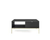 Schwarzer Couchtisch NOVO N-05 mit luxuriösen goldfarbenen Beinen und markanter Rillenoptik.