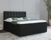 Stilvolles Boxspringbett in Schwarz mit hohem Kopfteil und Chesterfield-Steppung.