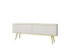 Modernes Sideboard in Hellgrau mit eleganten goldenen Akzenten und Metallbeinen.