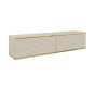 Modernes TV-Lowboard in Beige mit Riffeloptik und Goldrand