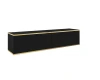 Schwarzes Lowboard mit Goldakzenten und strukturierter Front