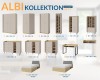 Möbel-Übersicht der Albi Kollektion mit Schränken, Betten und Schreibtisch.
