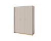 Moderner 3-türiger Kleiderschrank in Beige und Eiche-Optik, minimalistisches Design.