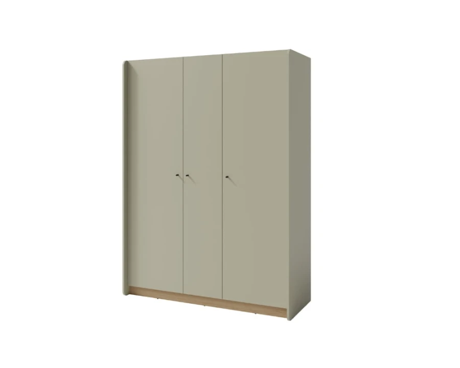 Dreitüriger Kleiderschrank in Salbeigrün und Eiche-Optik, modernes Möbelstück für das Kinderzimmer