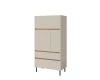 Beiges Highboard mit Holz-Details und schwarzen Metallfüßen aus der LIBU Kollektion.