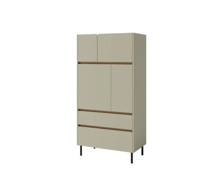 Modern beige highboard uit de LIBU-collectie met zwarte metalen poten.