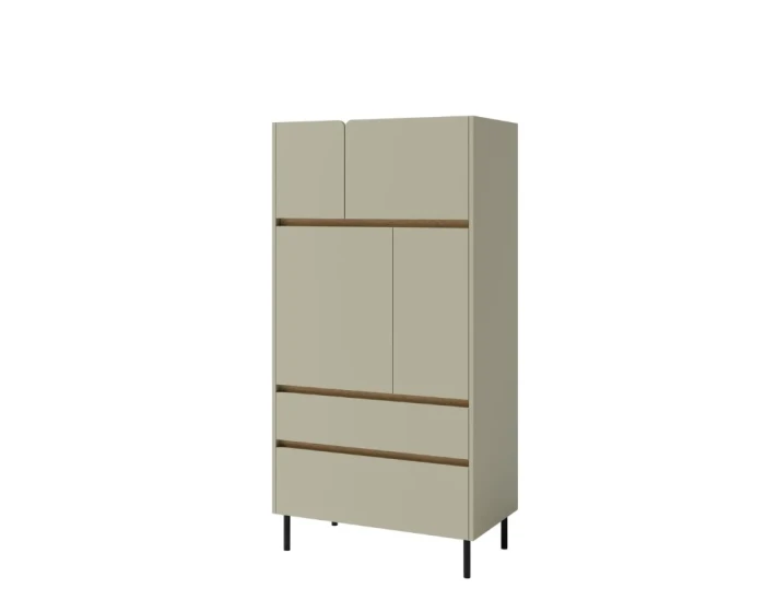 Modernes beiges Highboard aus der LIBU Kollektion mit schwarzen Metallfüßen.