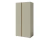 Moderner Kleiderschrank in Beige mit elegantem Holzakzent für das Schlafzimmer.