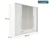 Maßzeichnung für Kleiderschrank: 221 cm hoch, 209 cm breit, 67 cm tief, inklusive Beleuchtung.