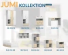 JUMI Möbel Kollektion Übersicht: Kleiderschränke, Bett und Schreibtisch mit Maßen.